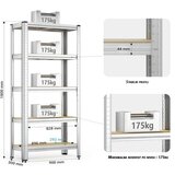 SuperHome 180x90x30cm 175Kg Metalna Montažna Polica