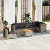 Maison Chic Seti vrtnega pohištva - Vrtna garnitura - Vrtni pohištvo set 7-delna z blazinami siv poli ratan, (21803524) | Shoptok.si