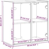 vidaXL Stenska omarica s steklenimi vrati dimljen hrast 68x37x68,5 cm | Shoptok.si