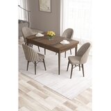 Hanah home trpezarijski set Roz, sto na razvlačenje i 4 stolice, ploča u dekoru drveta Baroque, kapućino tkanina Babyface | Eponuda.com