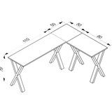MID.YOU Kotna Pisalna Miza Lona, Barva Hrasta, Srebrna, 160x130cm | Shoptok.si