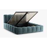 Micadoni Home Plavi tapecirani bračni krevet s prostorom za odlaganje s podnicom 200x200 cm Lupine – | shoptok.hr