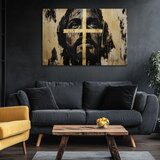  Isus Spasitelj sa zlatnim križem | Slikano akrilom i zlatnim listićima | shoptok.hr