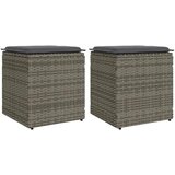  Vrtni tabure s jastucima 2 kom sivi 40x40x43 cm poliratan | shoptok.hr