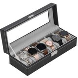 springos Szkatułka za ure 30x11x8 cm, sivo in črno ohišje s predelki iz eko usnja., (21631861) | Shoptok.si
