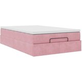vidaXL Otomanski posteljni okvir z vzmetnico roza 120x200 cm žamet, (21609512) | Shoptok.si