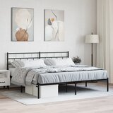 Maison Chic Kovinski Posteljni okvir - Dvoposteljna postelja - Zakonska postelja z vzglavjem črn 183x213 cm, (21693098) | Shoptok.si