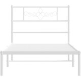  Metalni okvir za krevet s uzglavljem bijeli 107x203 cm | shoptok.hr