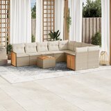 Maison Chic Seti vrtnega pohištva - Vrtna garnitura - Vrtni pohištvo set 10-delna z blazinami bež poli ratan, (21811918) | Shoptok.si