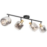 QAZQA Stropna svetilka črna z zlatom z dimnim steklom 4-light - Zuzanna | Shoptok.si