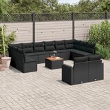 vidaXL 13-dijelni set vrtnih sofa s jastucima poliratan crni Cijene