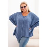 Kesi Włoski Plus Size women's sweater with acrylic in a loose fit and 3/4 sleeves denim Cijene