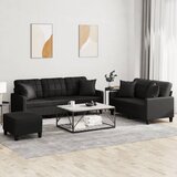  3-dijelni set sofa s jastucima crna od umjetne kože Cene