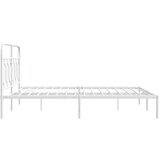 vidaXL Kovinski posteljni okvir z vzglavjem bel 135x190 cm | Shoptok.si
