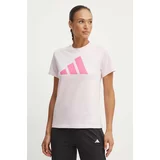 Adidas Bombažna kratka majica ženska, roza barva, IY8636