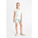 Defacto girl's printed short sleeve pajama set with shorts Cene