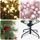  Umjetno božićno drvce s kuglicom 150 cm 150 LED lampica - 150 cm s LED-ima i ružičastim lopticama | shoptok.hr