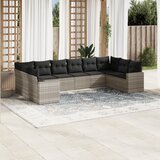 Maison Chic Seti vrtnega pohištva - Vrtna garnitura - Vrtni pohištvo set 10-delna z blazinami sv. siv poli ratan, (21815348) | Shoptok.si
