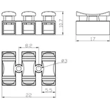 Bezvijačna luster klemna 3P, 400V/5A, 0.2-1.5mm2