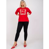 Fashion Hunters Angelicay red plus size 3/4 sleeve blouse Cene
