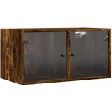 Maison Chic Stenska omarica - Zidna omarica s steklenimi vrati dimljen hrast 68,5x37x35 cm iu206, (22062470) | Shoptok.si