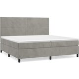 The Living Store Box spring postelja z vzmetnico svetlo siva 200x200 cm žamet - Box Spring Postelja, (21492040) | Shoptok.si