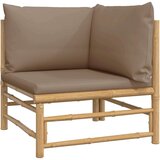  Sedežna garnitura 3-delna s taupe blazinami bambus | Shoptok.si