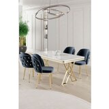 Hanah home Rigel - White, Gold, Anthracite WhiteGoldAnthracite Dining Table & Chairs Set (5 Pieces) | ePonuda.com