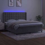  Box spring postelja z vzmetnico LED svetlo siva 180x200cm žamet, (20788835) | Shoptok.si