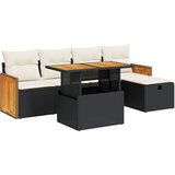 Maison Chic Seti vrtnega pohištva - Vrtna garnitura - Vrtni pohištvo set 6-delna z blazinami črna poli ratan, (21805182) | Shoptok.si