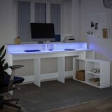 vidaXL Radni stol LED bijeli 200 x 104 x 91 cm od konstruiranog drva | shoptok.hr