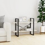 vidaXL Knjižna omara 2-nadstropna bela 100x30x70 cm trdna borovina Cene