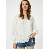 Koton Embroidery Blouse Balloon Sleeves with Window Detail