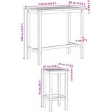 Vanjski bar set 5 pcs Neprerađeno Čvrsto teak drvo | shoptok.hr