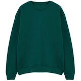 Trendyol Emerald Green Oversize/Wide Cut Thick Sweatshirt with Embroidery Detail Cene