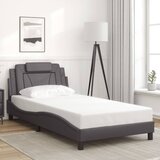 Maison Chic Posteljni okvir - Enojna postelja - Postelja za odrasle z vzglavjem siv 100x200 cm umetno usnje-J9656, (21763062) | Shoptok.si