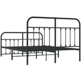 vidaXL Kovinski posteljni okvir z vzglavjem in vznožjem črn 140x200 cm | Shoptok.si