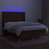  Box spring postelja z vzmetnico LED temno rjava 140x190cm blago, (20901615) | Shoptok.si