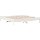 vidaXL Posteljni okvir brez vzmetnice bel 180x200 cm trdna borovina | Shoptok.si