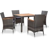  5-dijelni vrtni blagovaonski set od poliratana s jastucima sivi Siva Dužina stola 90 cm | shoptok.hr