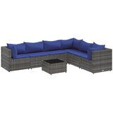 vidaXL Vrtna sedežna garnitura 7-delna z blazinami siv poli ratan, (21316502) | Shoptok.si