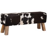  Klupa 110 x 30 x 45 cm Prava koža Crna i bijela Slike