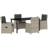 vidaXL 5-dijelni vrtni set za jelo svijetlosivi poly ratan, vrtni stol crni 160x80x73 cm od kaljenog stakla | shoptok.hr
