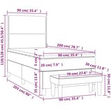  Krevet s oprugama i madracem krem 90 x 200 cm od tkanine | shoptok.hr