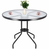 springos stakleni okrugli vrtni stol, crni 90 cm | shoptok.hr