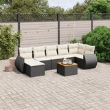 Maison Chic Seti vrtnega pohištva - Vrtna garnitura - Vrtni pohištvo set 8-delna z blazinami črn poli ratan, (21800312) | Shoptok.si