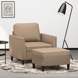  Fotelja s tabureom boja cappuccina 60 cm od umjetne kože | shoptok.hr