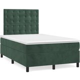 vidaXL Box spring postelja z vzmetnico temno zelena 120x200 cm žamet, (20898728) | Shoptok.si