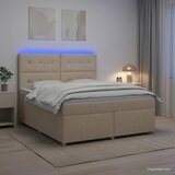  Boxspring krevet s madracem Krem 140 x 200 cm Tkanina - Krem 140 x 200 cm Prošiveno gumbima | shoptok.hr