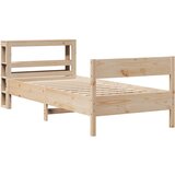 vidaXL Posteljni okvir z vzglavjem bel 75x190 cm trdna borovina, (21304286) | Shoptok.si
